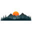 Mountain Forest Wall Decal, Sunset Mountain Wall Sticker, Nature Wall Art, Bedroom Wall Mural, Pine Tree Landscape Decor, 531Mv-2100327811
