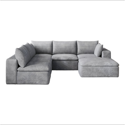 99*103" Cloud Sofa,Corduroy Fabric,Deep Seat Couches,Double-layer design,Removable  Cushion,No Assembly, DIY Combination for Living room, Bedroom,Conference room ,Apartment