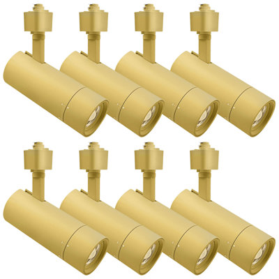 Luxrite 2,5 po Éclairage sur rail à DEL Zoomable, 5CCT, CRI90, 15 W, 1050LM, à intensité variable, inclinaison de 358 ° + 90 ° et faisceau de 20 ° à 50 °, éclairage sur rail de type H, ETL, paquet de 8 en laiton