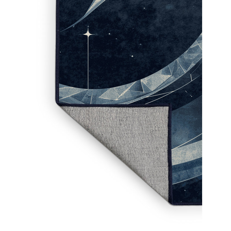 Tapis bleu moderne et contemporain lavable à la machine Pavle, 5 x 7