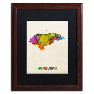 « honduras aquarelle map », reproduction d’impression sur toile encadrée