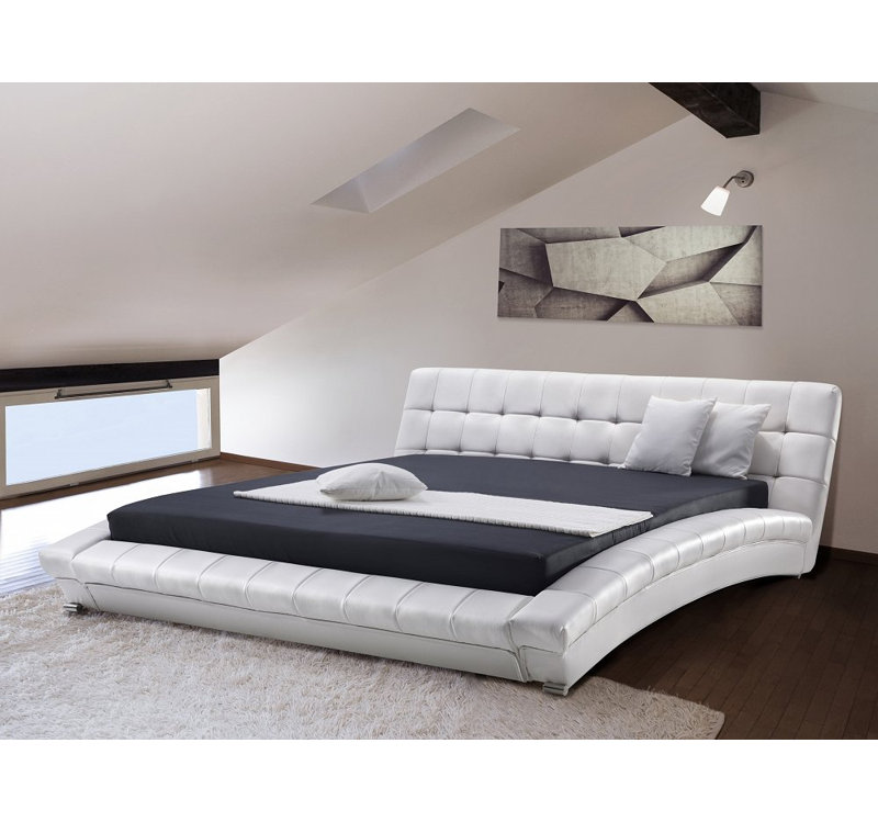 Upholstered Bed, White, European Kingsize (160 x 200 cm)