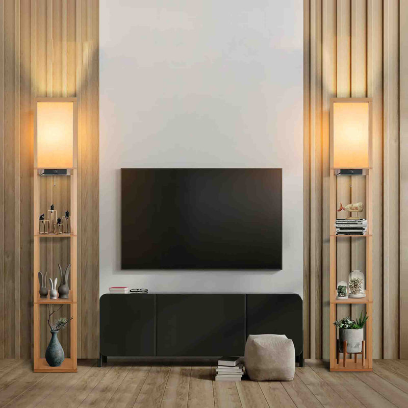 Rejeania 160cm Column Floor Lamp, Wood