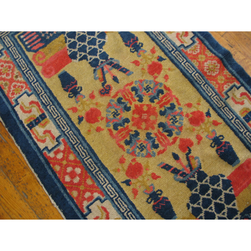 Antique Peking Chinese Yellow 1930s Rug