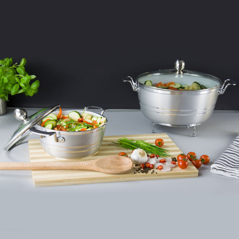 SQ Professional Metallic 5 - Piece Non-Stick Aluminium Cookware Set- Induction Ready, Quartz-Silver