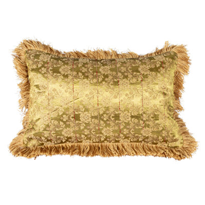 Jacquard Fabric Blend Lumbar Pillow With Brocade