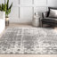 Tapis performance gris / blanc moderne à motif abstrait tissé à la machine Deedra-126007061