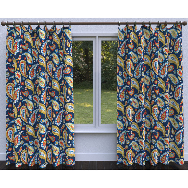Tissu d’impression motif cachemire, Bleu / Orange