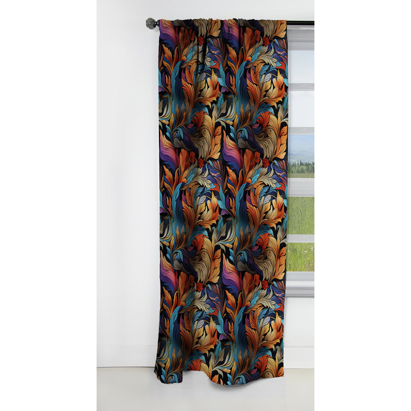 Motif bohème plume Enigma - Rideau abstrait bohème - Rideau abstrait occultant - 1 panneau, L 52 po x L 84 po