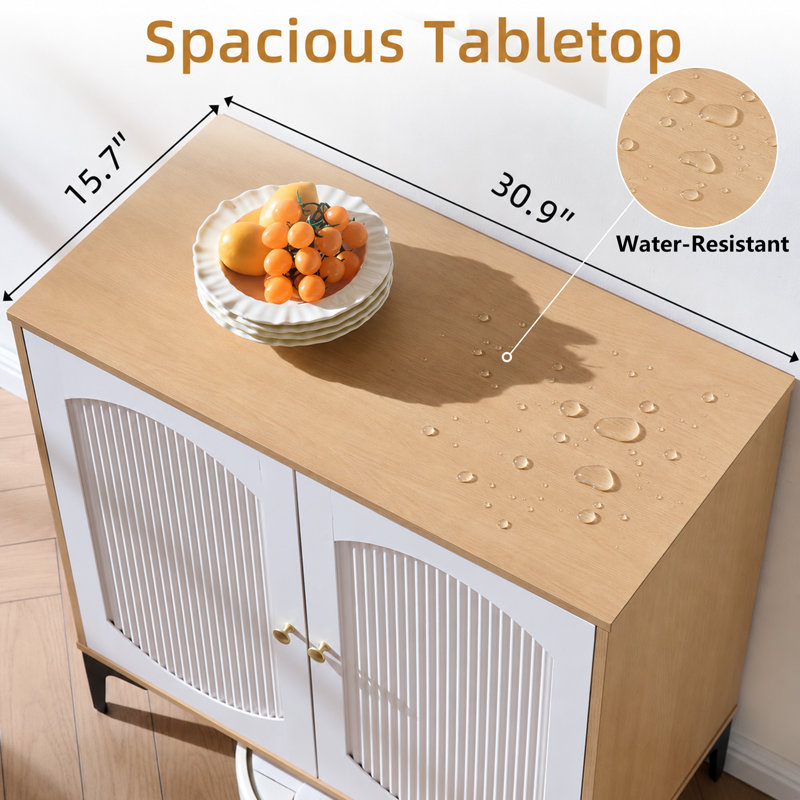 Buffet 125,96 "avec portes et tablettes, chêne naturel et blanc, 4 pièces, Chêne naturel / blanc