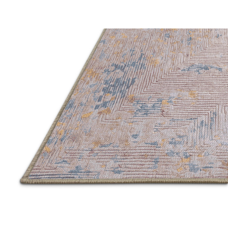 Machine Washable Beige Area Rug, Square 7'