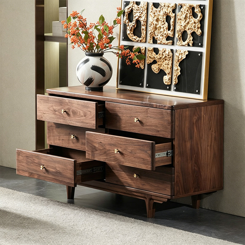 Light Luxury Storage Walnut Colored Buffet Table