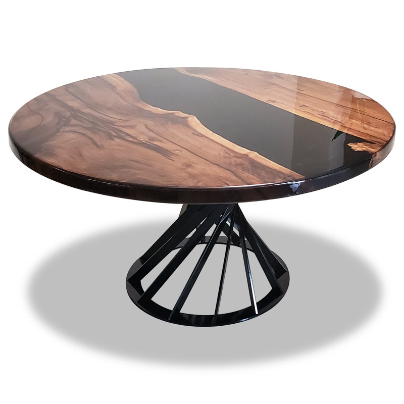 Panaro Round Walnut Wood Dining Table, 96" W x 96" L
