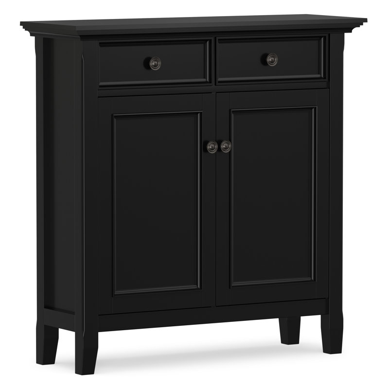Nash 36"W Solid Wood Entryway Storage Cabinet With 2 Drawers And Adjustable Shelves, Black