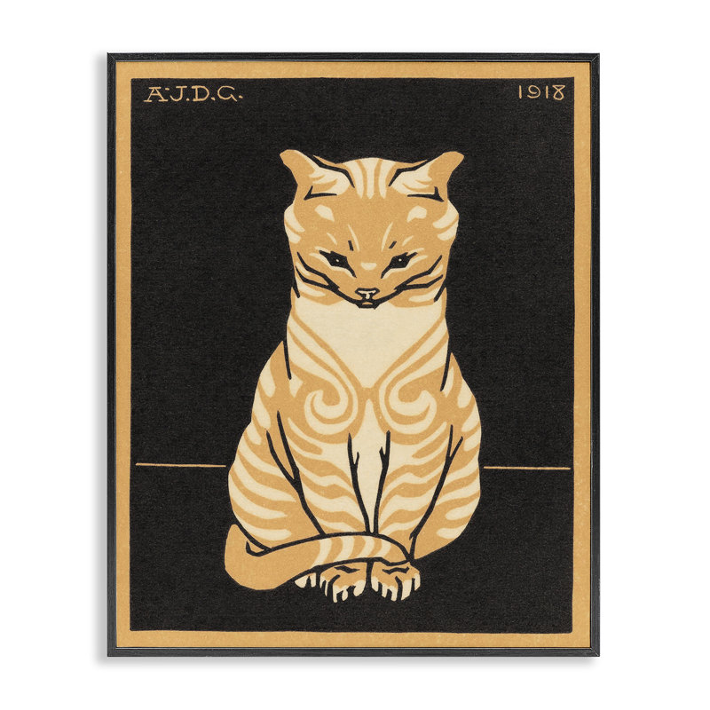Affiche rétro «Cats», giclée par Julie de Graag, H 30 po x l 24 po, Giclée encadrée noir minuit