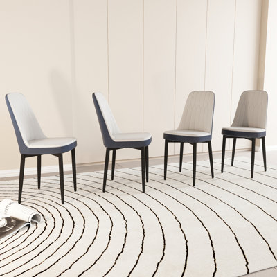 Ensemble de 4 chaises de salle à manger de style moderne en similicuir de haute qualité avec des coussins en métal épais et des pieds en métal, chaise de salle à manger