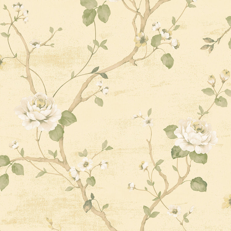 Moffitt 10m x 53cm Textured Satin Wallpaper Roll, Green/Cream