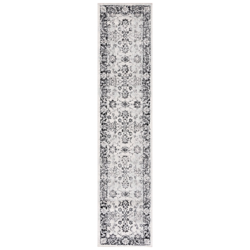 Tapis ivoire / noir Tulum 281, Tapis de couloir 2 pi x 9 pi