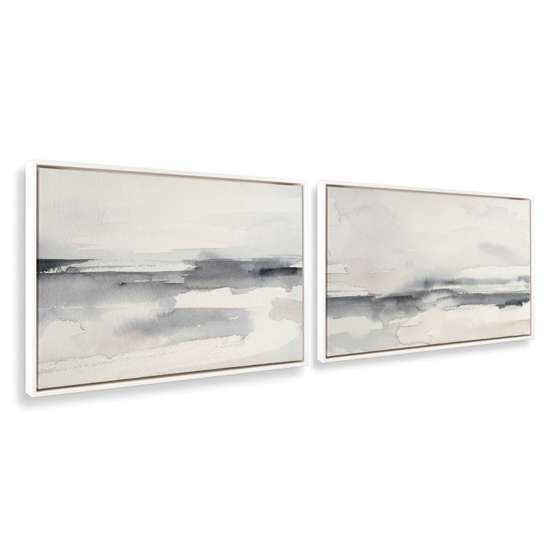 Ensemble de 2 marées intemporelles, H 13 po x l 38 po, Cadre flottant blanc opaque