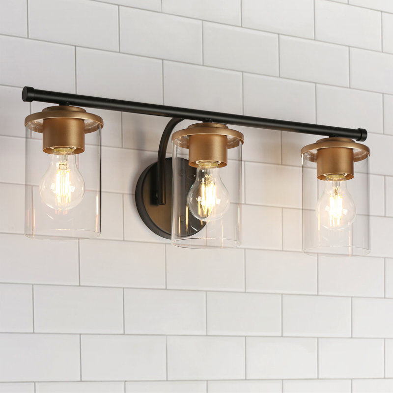Smither 3-Light Dimmable Vanity Light, Satin Gold/Matte Black
