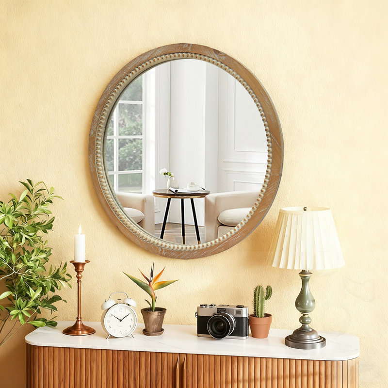 Miroir mural rond, Naturel