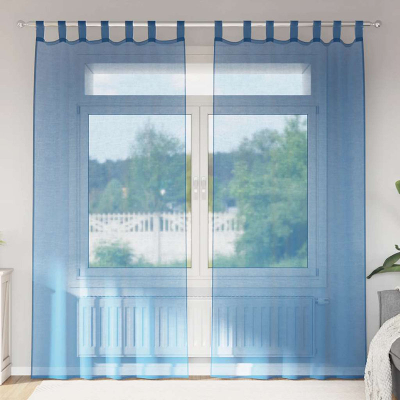 Voile Curtains With Tab Top 2 Pcs, 140cm Width x 245cm Drop, Royal Blue