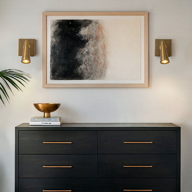 Applique murale sans fil rechargeable USB-C DEL en laiton avec spot, télécommande et variateur tactile à intensité variable, éclairage d'accentuation pour chambre, couloir, décoration