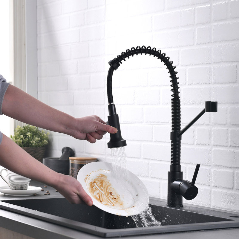 Kitchen Faucet With Pull Out Sprayer Stainless Steel Single Handle Kitchen Sink Faucets