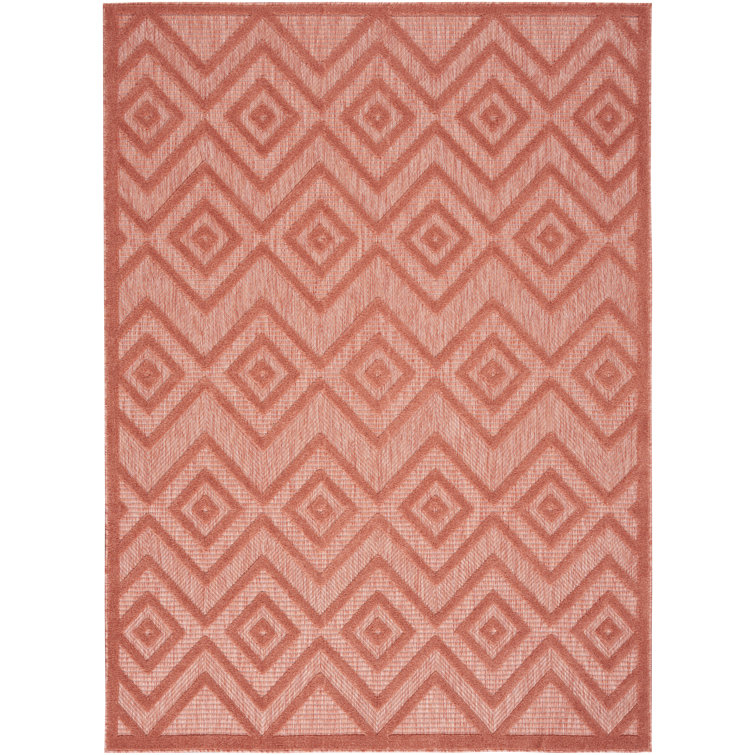 Foundry Select Versatile Diamond Coral/Orange Indoor/Outdoor Area Rug