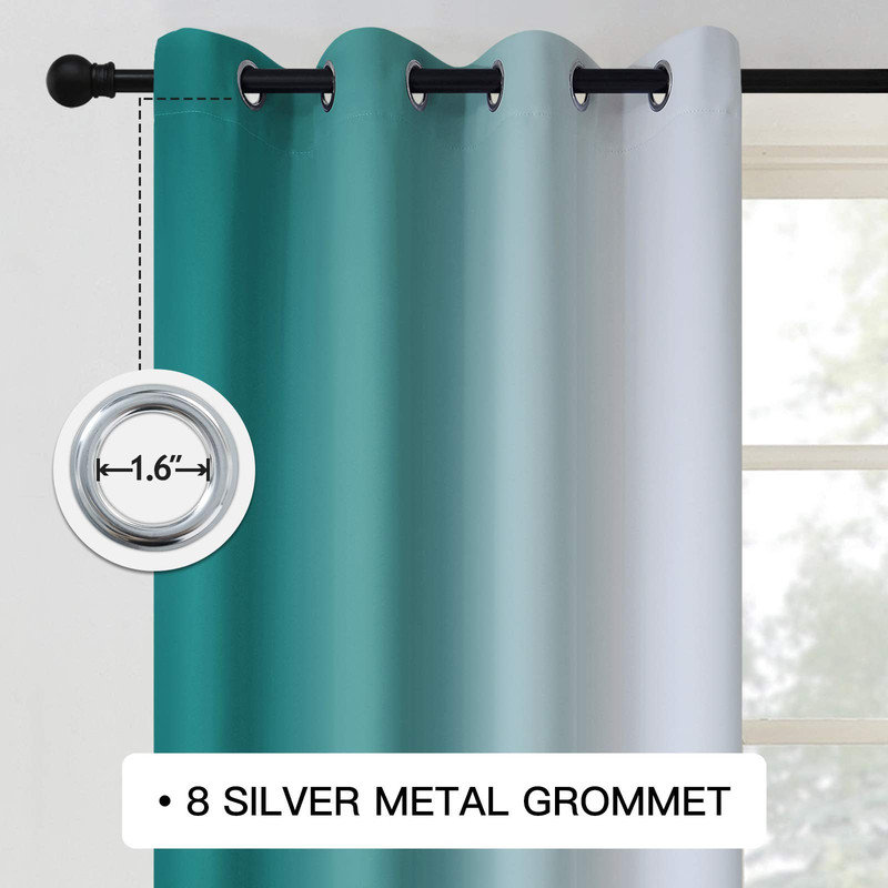 Rideaux isolants bleus et bruns orange, rideaux à œillets avec œillets 2 panneaux, Bleu foncé / orange vif, L 52 po x L 54 po