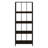 Stylish Metal Bookcase, 62" Tall, Dark Brown Laminate Shelves, For Bedroom 62"H 4 Tier & Black Metal, Space Office