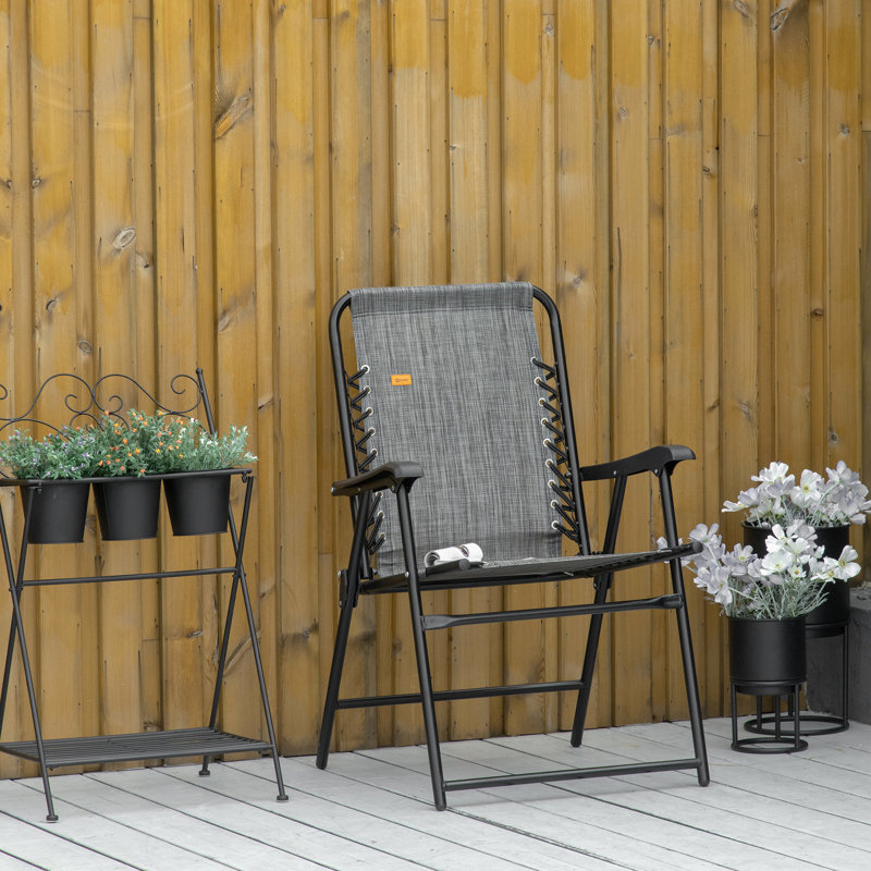 Stylish And Functional Patio Seat - Two Person Distinct Structure Vines Accent Screen Folding Chair Gray For Comfort Portable Outdoor Adventures