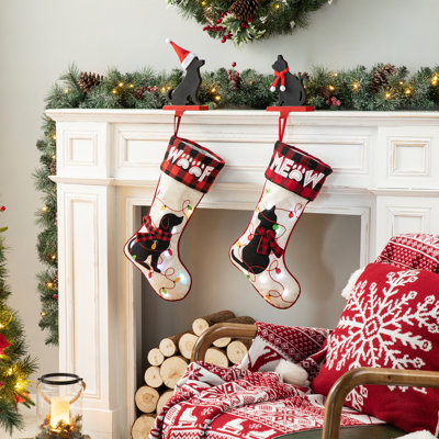 21''L LED Embroidered Linen Christmas Stocking - Dog