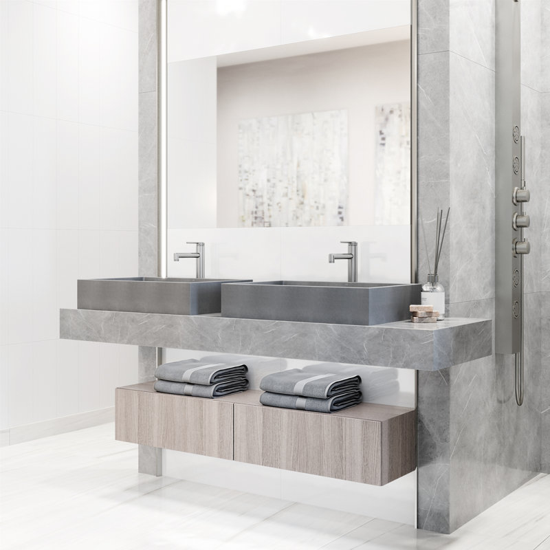 Lavabo de salle de bain rectangulaire fait à la main gris L 24 po x l 15 po x H 5 po Orvieto
