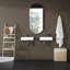Combiné de lavabo mural de 16 pouces MEJE, petit lavabo de vestiaire, lavabo de salle de bain rectangulaire en céramique - ensemble de lavabo à droite (avec robinet et bonde escamotable)