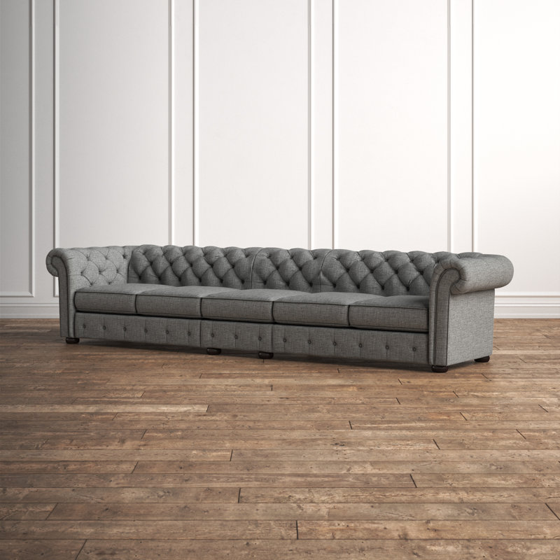 Dunn Upholstered 141.2'' Sofa, Pewter Gray Linen