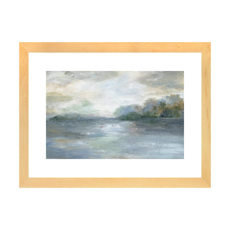 " Blue Ethereal " by Nan, Natural Wood Framed, 24" H x 32" W x 1" D