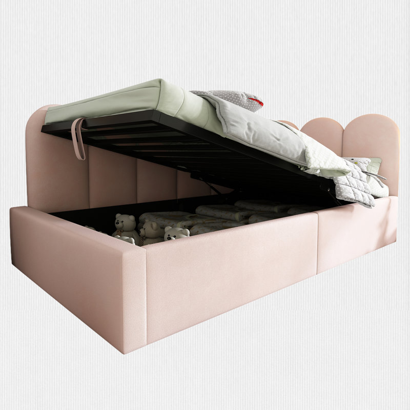 Lit de jour simple avec rangement sous le lit, Rose
