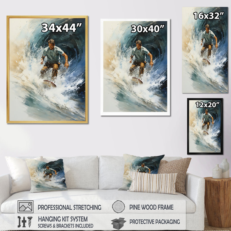 Beach Photo Surfers Paradise I - impression, H 40 po x l 30 po x P 1,5 po, Cadre flottant doré