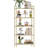 Bookcase Bookshelf, Tempered Glass Bookshelves, Slim Shelving Unit for Bedroom, Bathroom, Home Office, Steel Frame, 5 Tier Gold-1700388885-1704971480