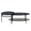2 Nesting Tables With Faux Marble Tops And Space Design Elegant Black Construction Metal Frames