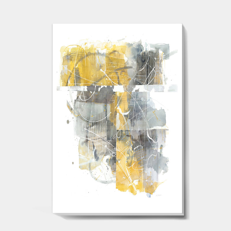 Déplacement dans et hors de la circulation II - gris jaune - reproduction d'art sur toile tendue, H 20 po x l 12 po x P 1po