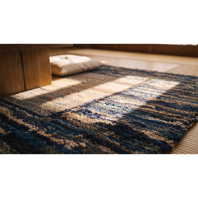 Wool Geometric Area Rug in Gray