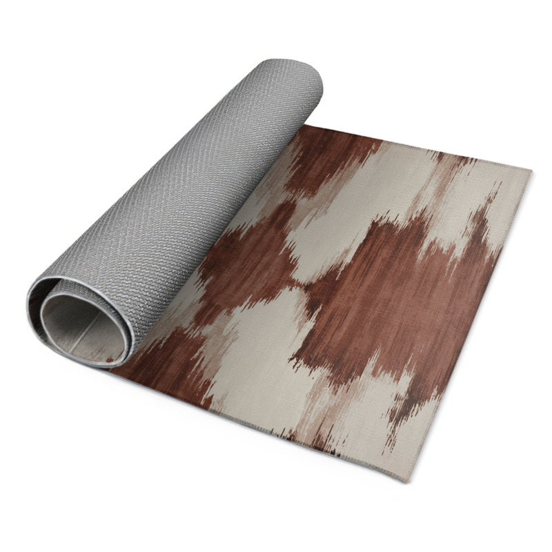 Tapis intérieur et extérieur brun Watercolor, Rectangulaire 2 pi x 3 pi