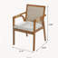 Ensemble de 2 chaises de salle à manger en bois d'hévéa avec dossier en textilène, accoudoirs en rotin PE et coussin rembourré
