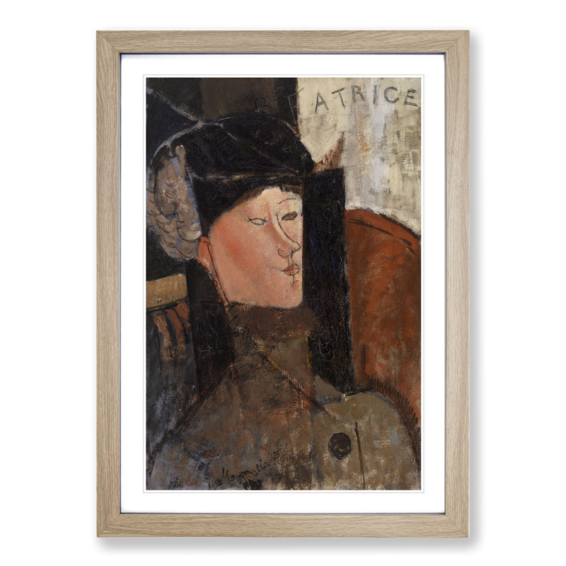 Beatrice by Amedeo Modigliani - Picture Frame Painting, 48cm H x 36cm W x 2cm D, Oak Framed