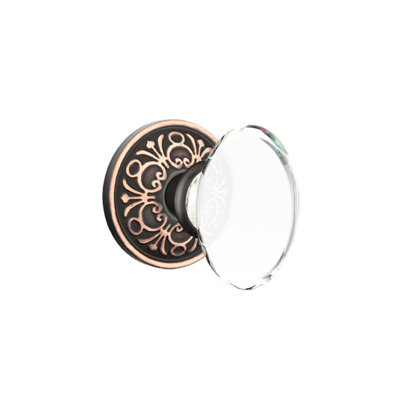 Ensemble de faux boutons Emtek avec rosette Lancaster et bouton en verre Hampton