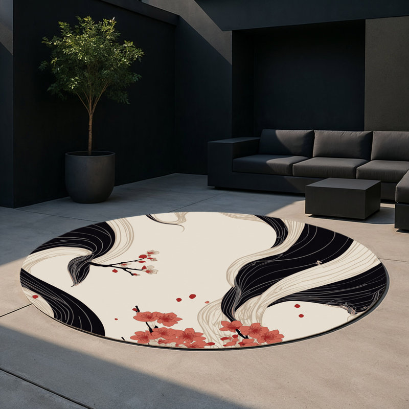 Tapis intérieur et extérieur Moonlit Grace, Rond 5 pi
