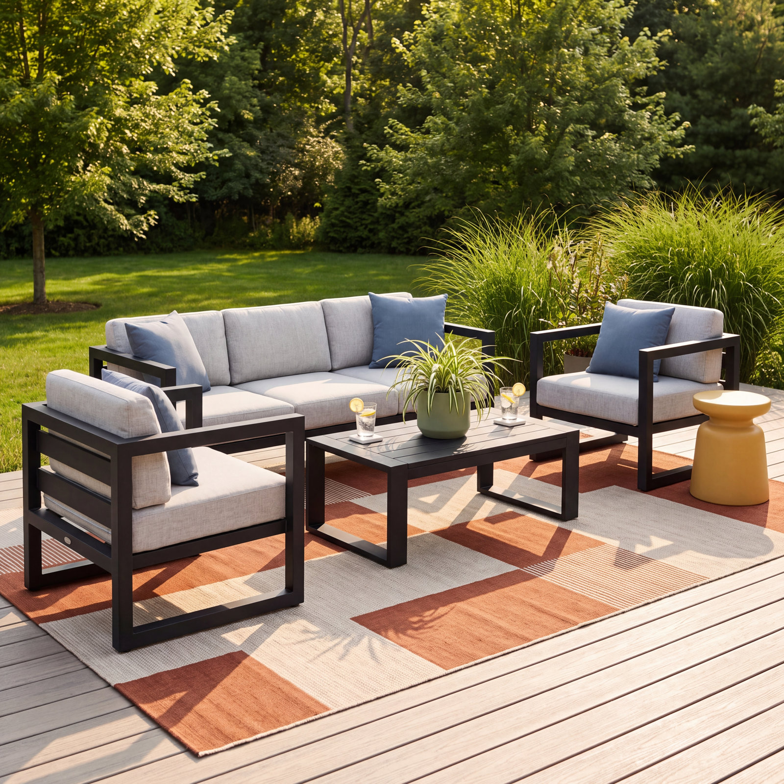 Avion 5 - Person Patio Seating Group, Cast Silver Sunbrella®