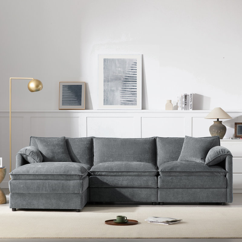 Modular Sectional, 33" H x 103.5" x 64.5" D, Dark Gray